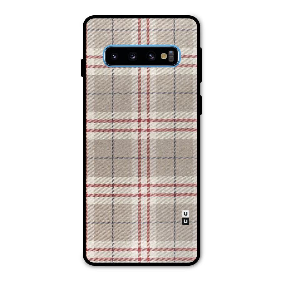 Beige Red Check Metal Back Case for Galaxy S10