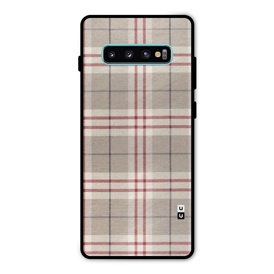 Beige Red Check Metal Back Case for Galaxy S10 Plus