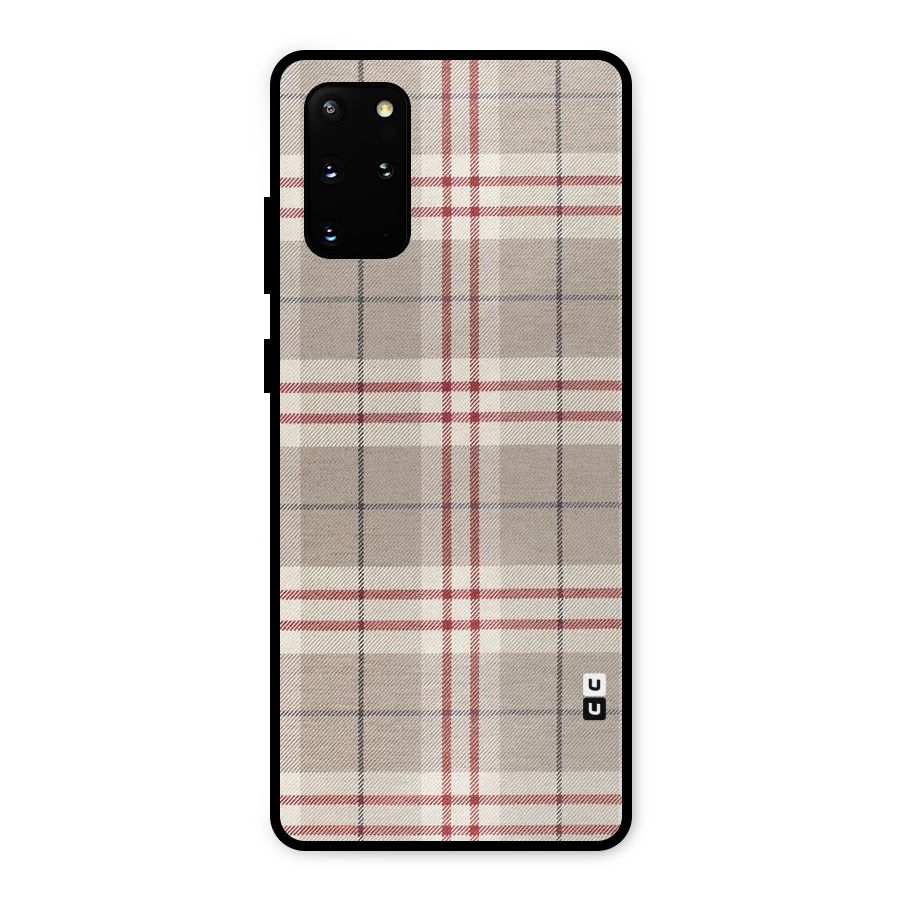 Beige Red Check Metal Back Case for Galaxy S20 Plus