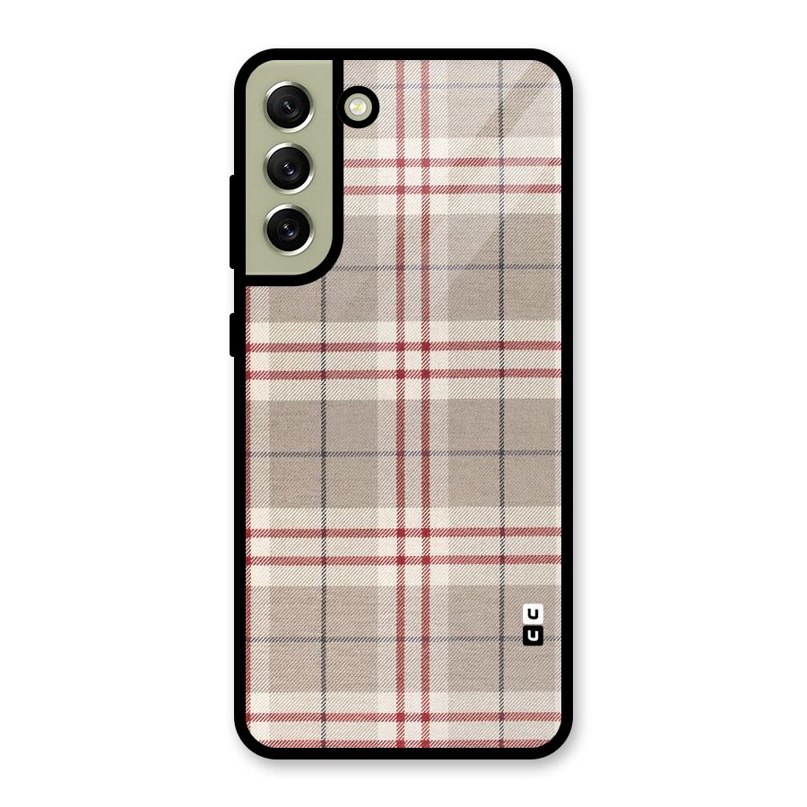 Beige Red Check Metal Back Case for Galaxy S21 FE 5G (2023)