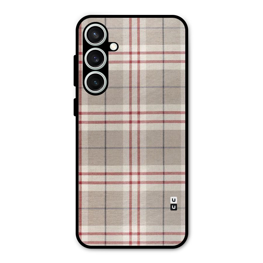 Beige Red Check Metal Back Case for Galaxy S23 FE