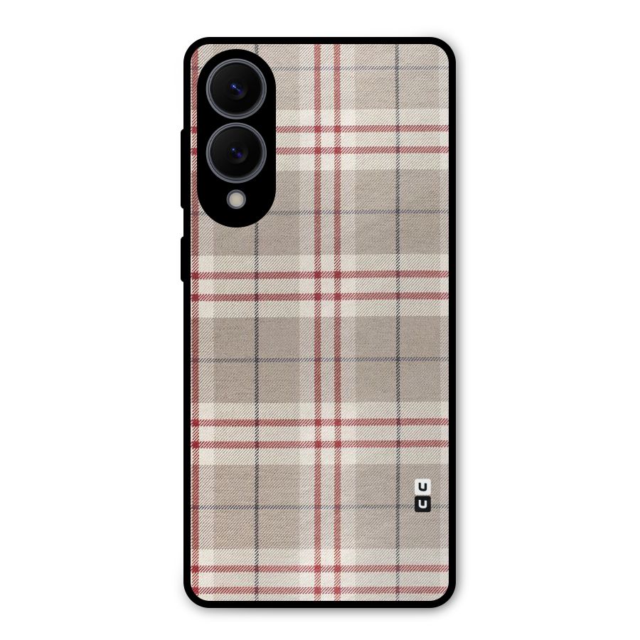 Beige Red Check Metal Back Case for Galaxy S25 Edge