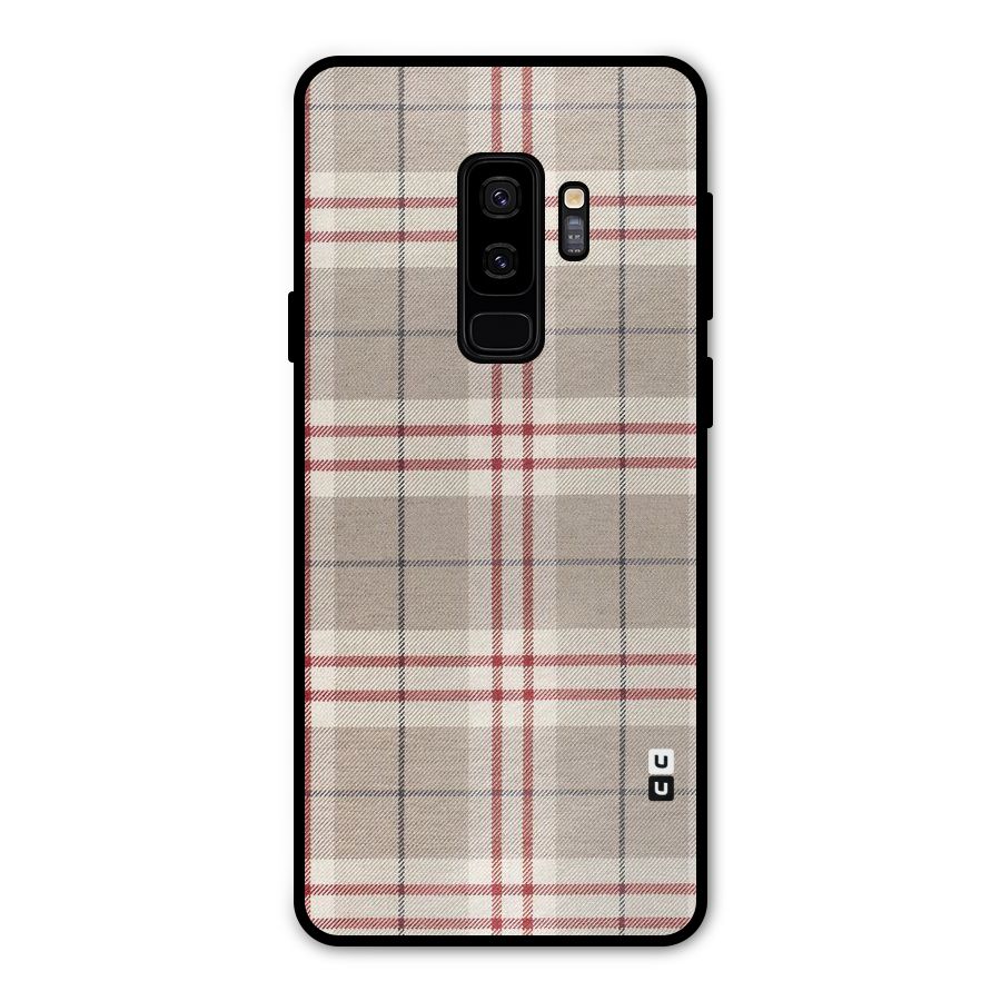Beige Red Check Metal Back Case for Galaxy S9 Plus