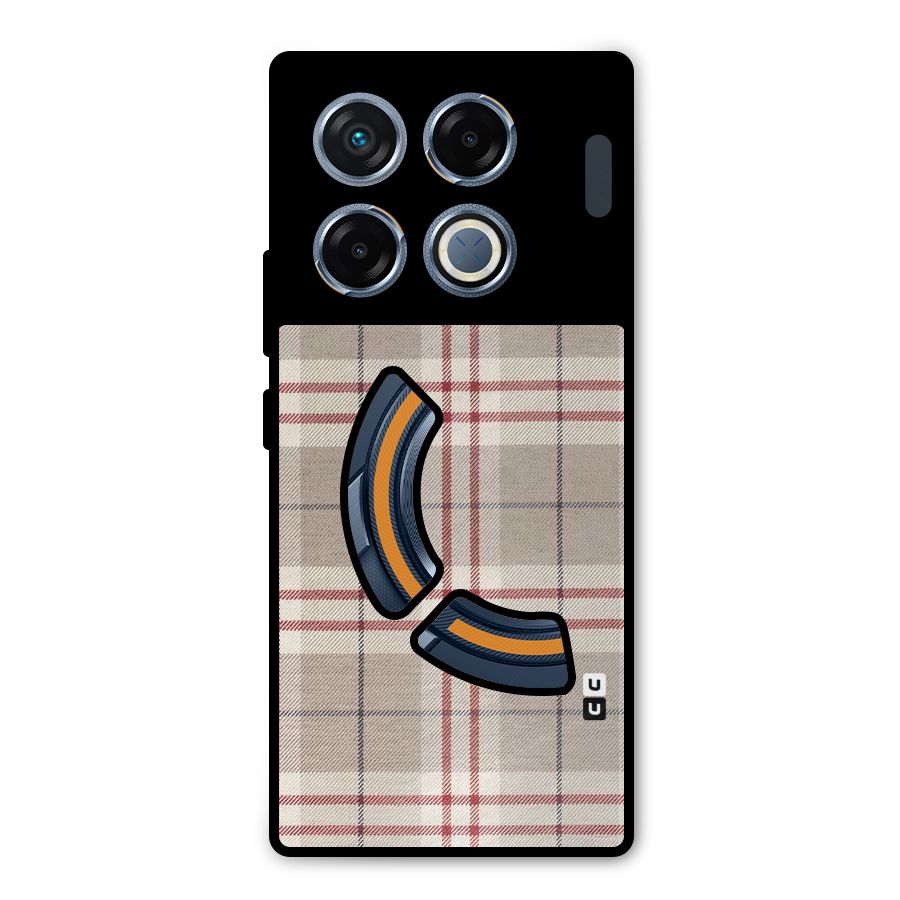 Beige Red Check Metal Back Case for Infinix GT 20 Pro