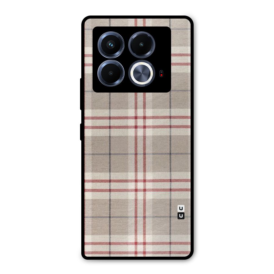 Beige Red Check Metal Back Case for Infinix Note 40 5G