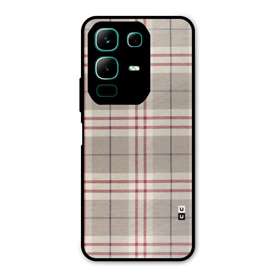 Beige Red Check Metal Back Case for Infinix Note 50x