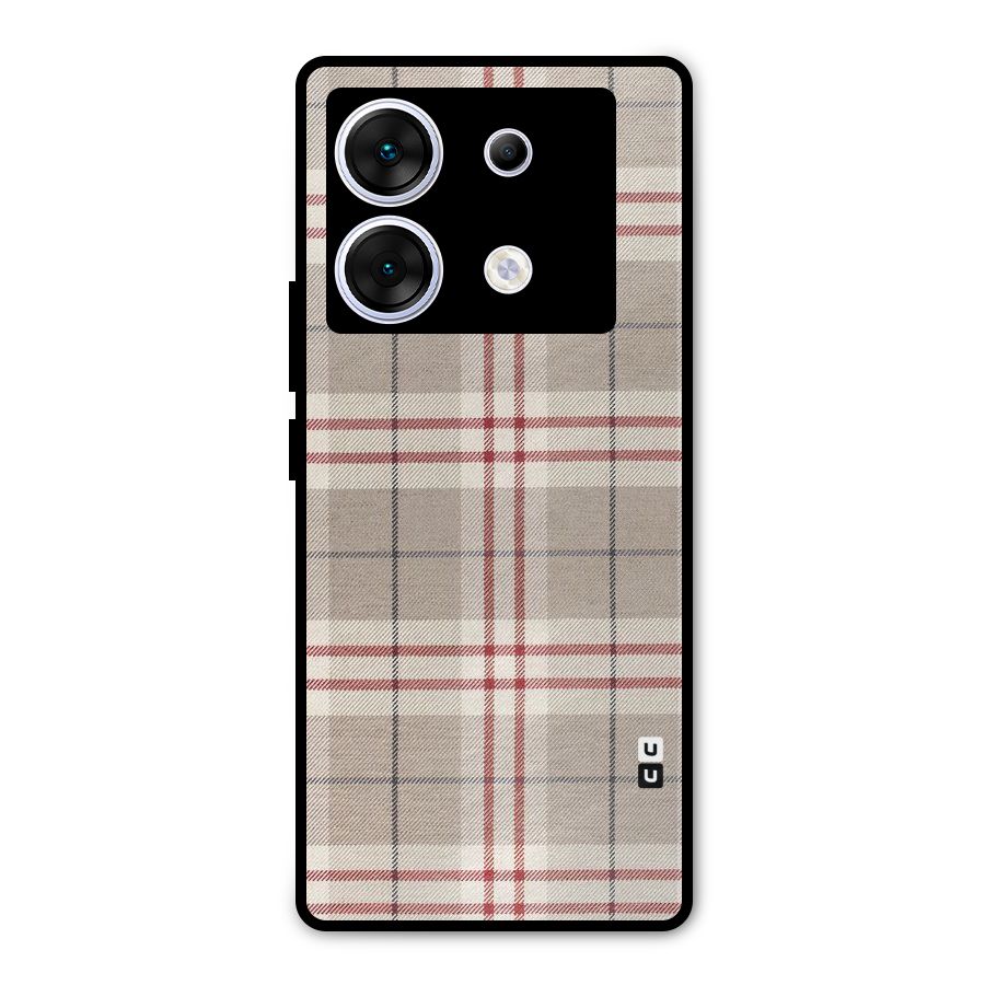 Beige Red Check Metal Back Case for Infinix Zero 30 5G