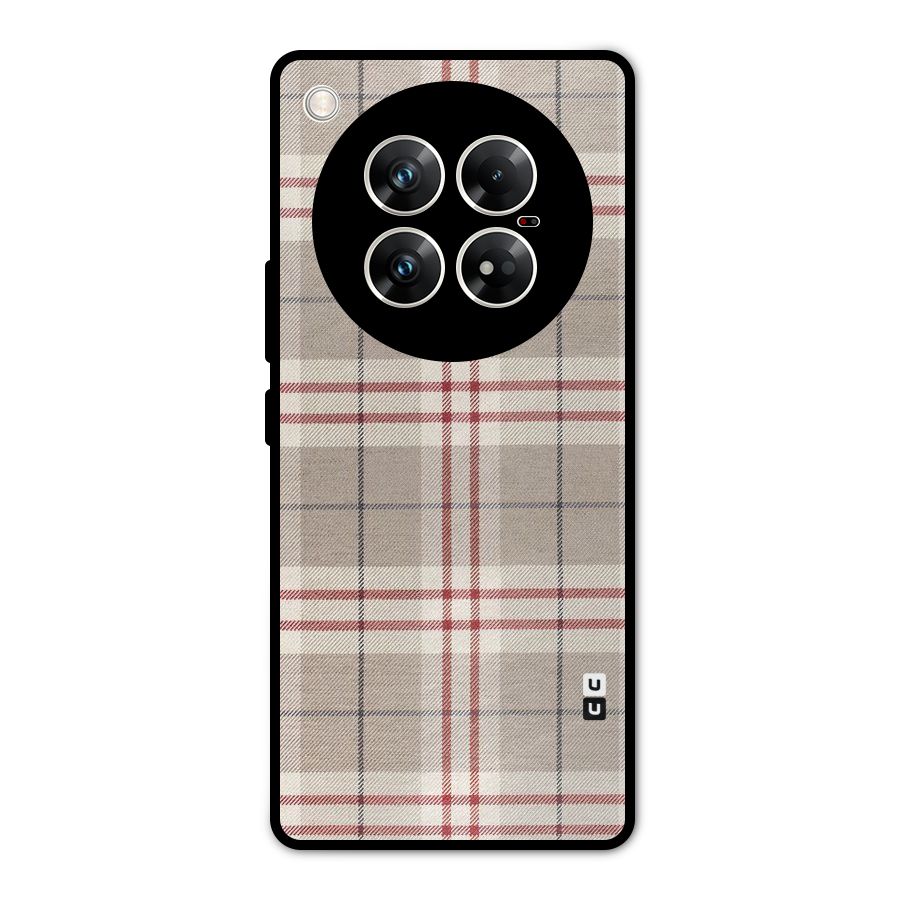 Beige Red Check Metal Back Case for Infinix Zero 40 5G