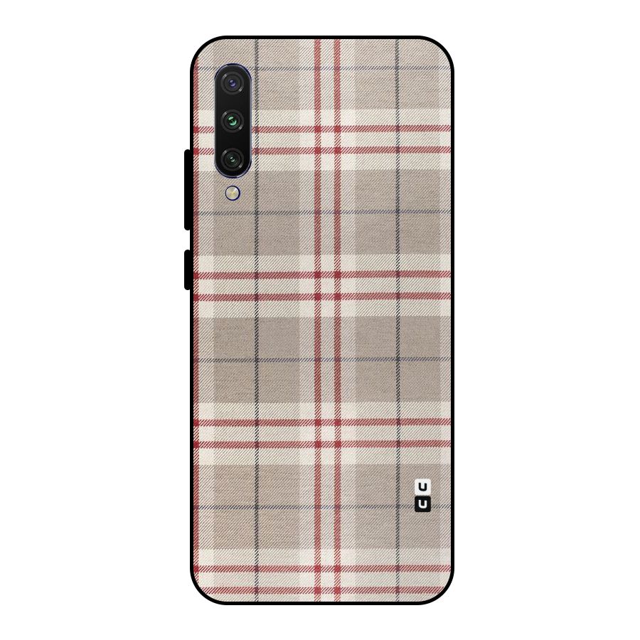 Beige Red Check Metal Back Case for Mi A3