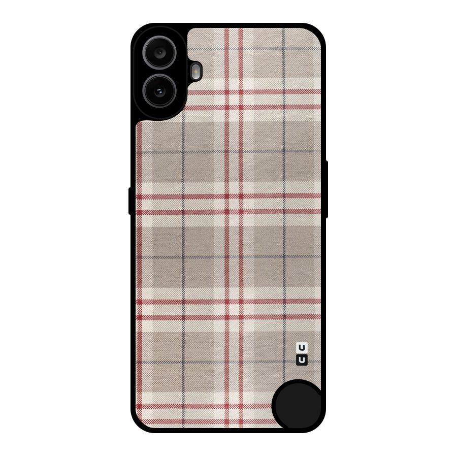 Beige Red Check Metal Back Case for Nothing CMF Phone 1