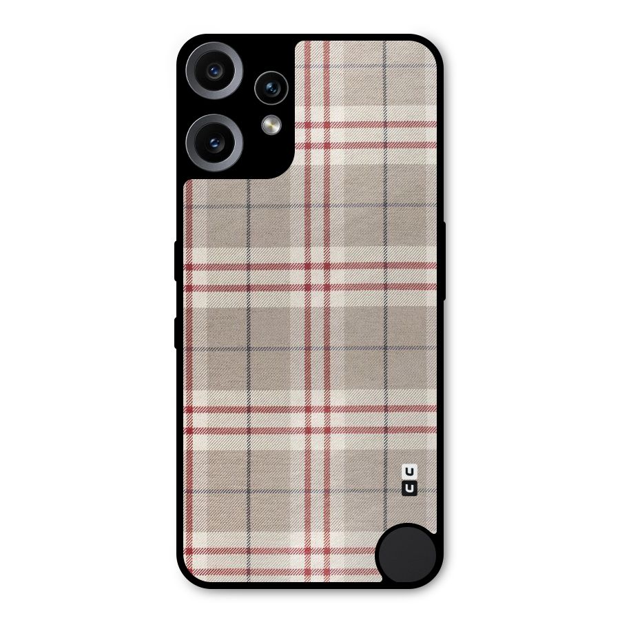 Beige Red Check Metal Back Case for Nothing CMF Phone 2 Pro
