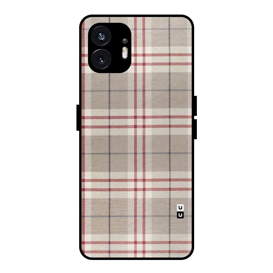 Beige Red Check Metal Back Case for Nothing Phone 2