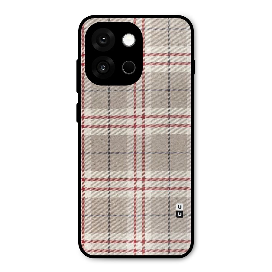 Beige Red Check Metal Back Case for OnePlus 13s
