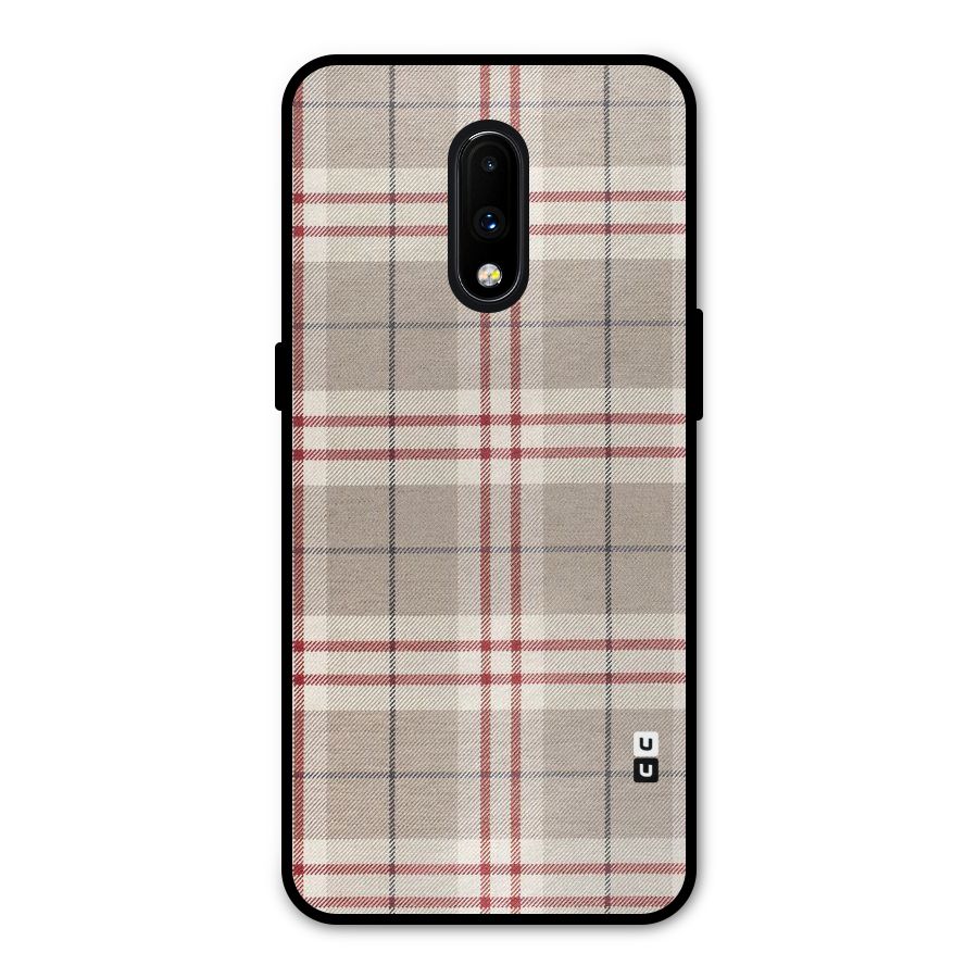 Beige Red Check Metal Back Case for OnePlus 7