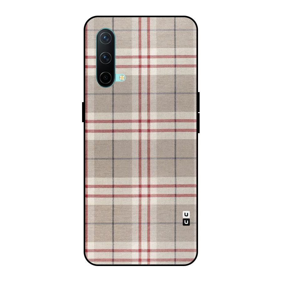 Beige Red Check Metal Back Case for OnePlus Nord CE 5G