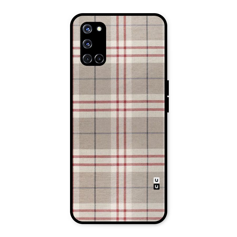 Beige Red Check Metal Back Case for Oppo A52