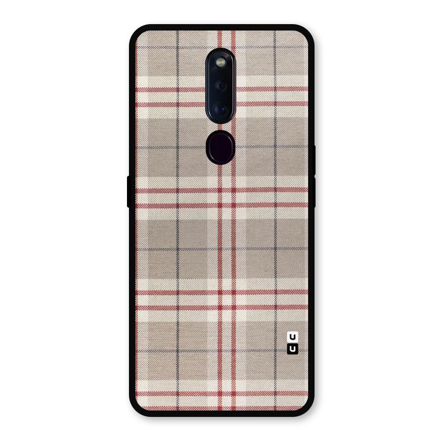 Beige Red Check Metal Back Case for Oppo F11 Pro