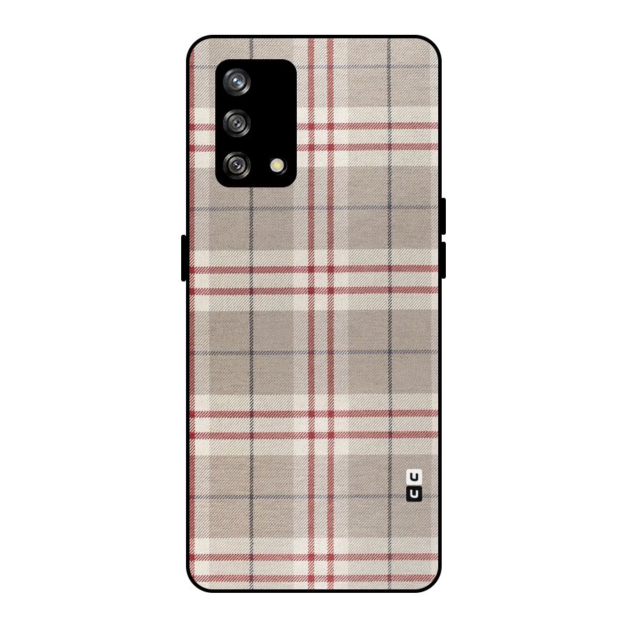 Beige Red Check Metal Back Case for Oppo F19s