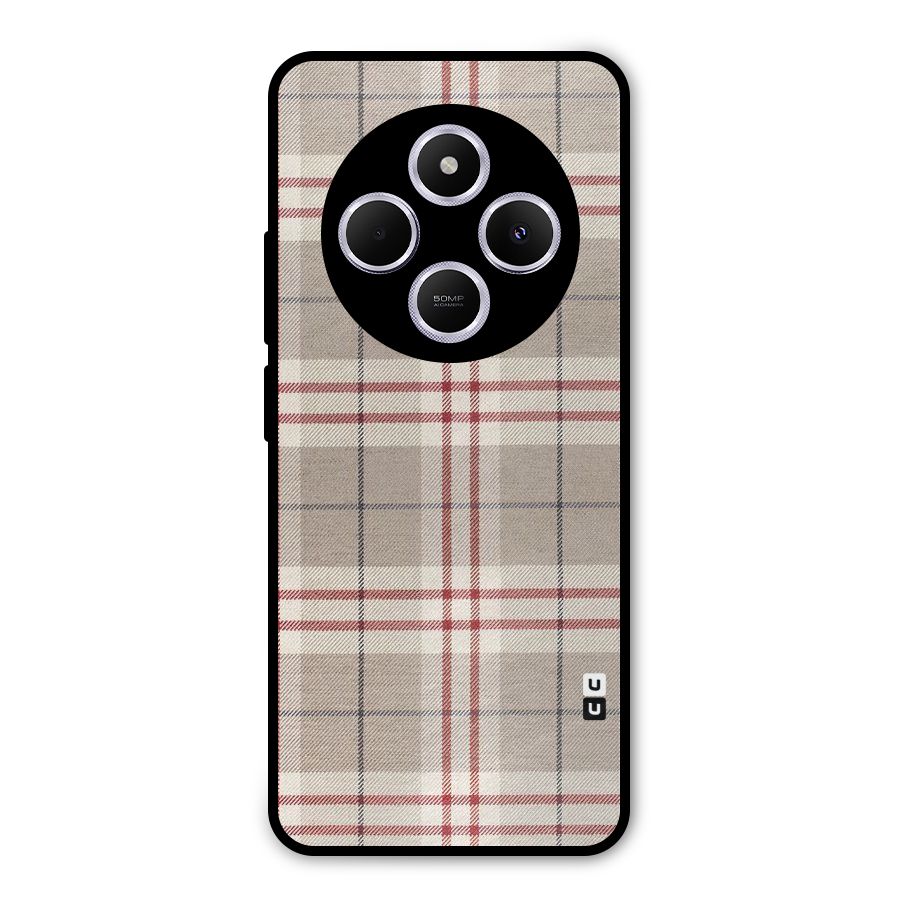 Beige Red Check Metal Back Case for Poco C75 5G