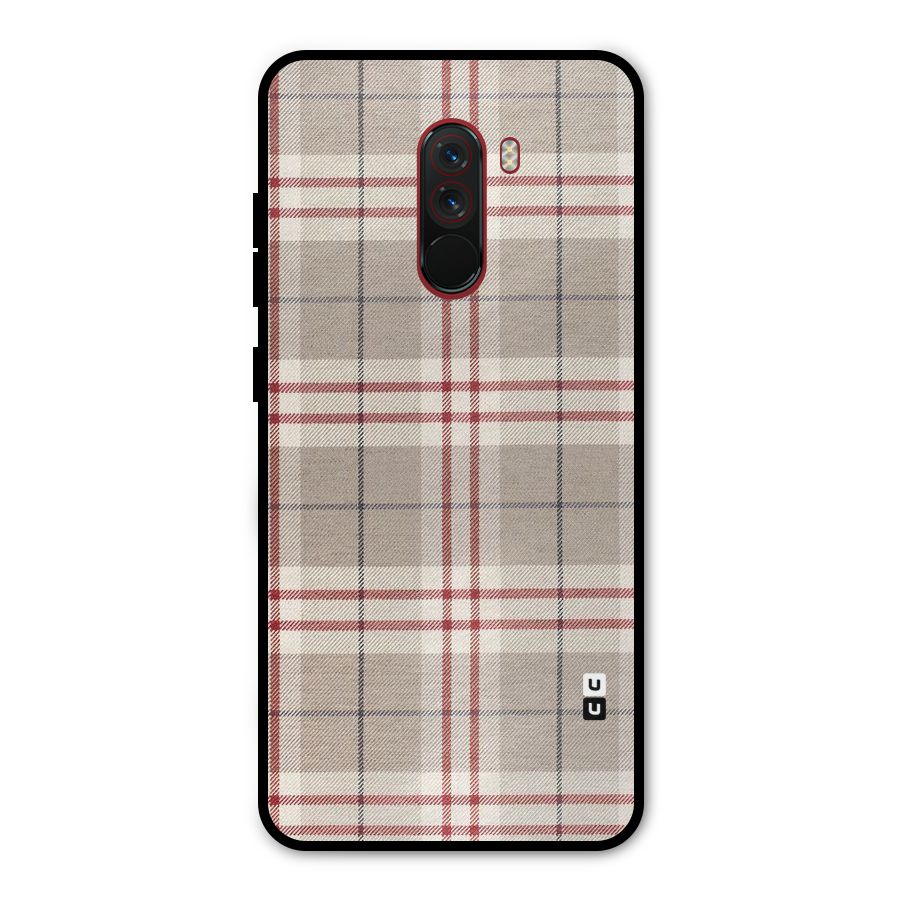 Beige Red Check Metal Back Case for Poco F1