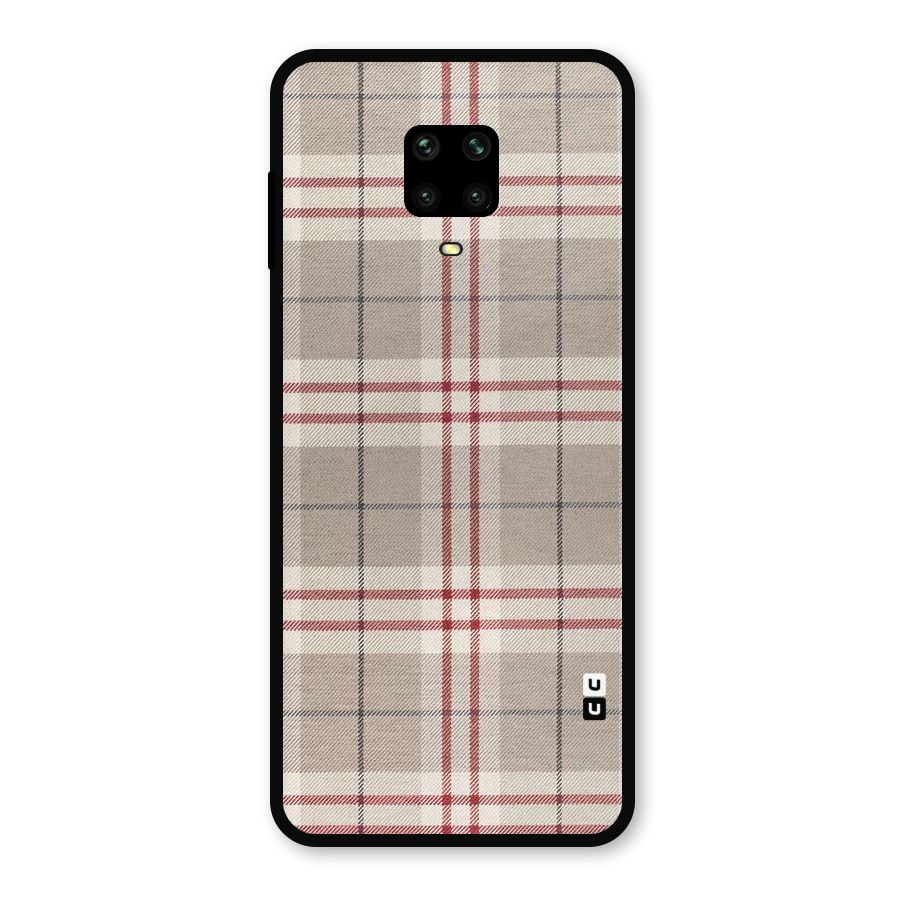 Beige Red Check Metal Back Case for Poco M2 Pro
