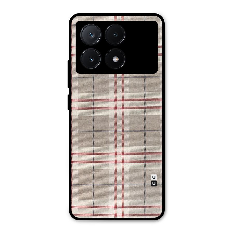 Beige Red Check Metal Back Case for Poco X6 Pro