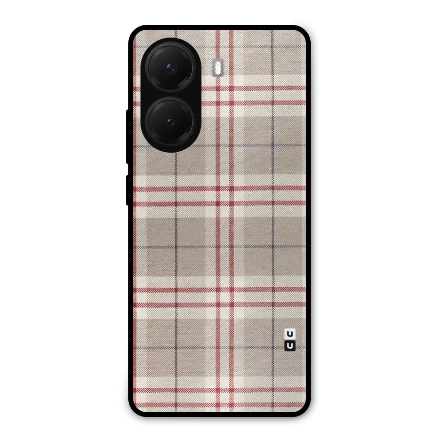 Beige Red Check Metal Back Case for Poco X7 Pro