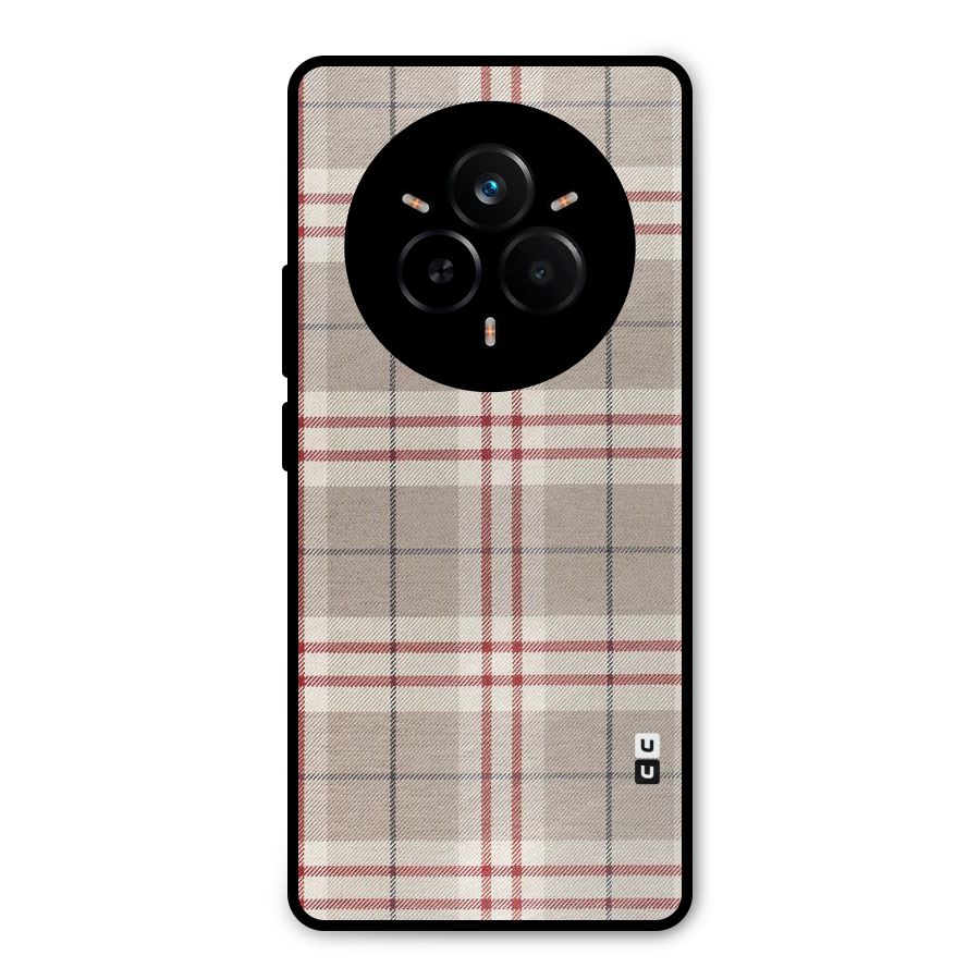 Beige Red Check Metal Back Case for Realme 14 Pro Plus