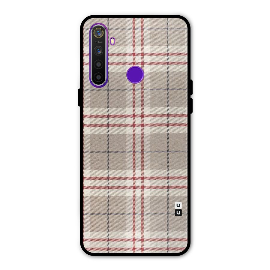 Beige Red Check Metal Back Case for Realme 5