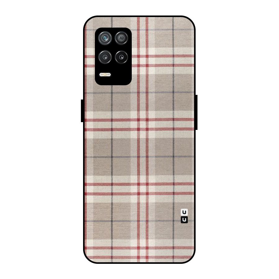 Beige Red Check Metal Back Case for Realme 8s 5G