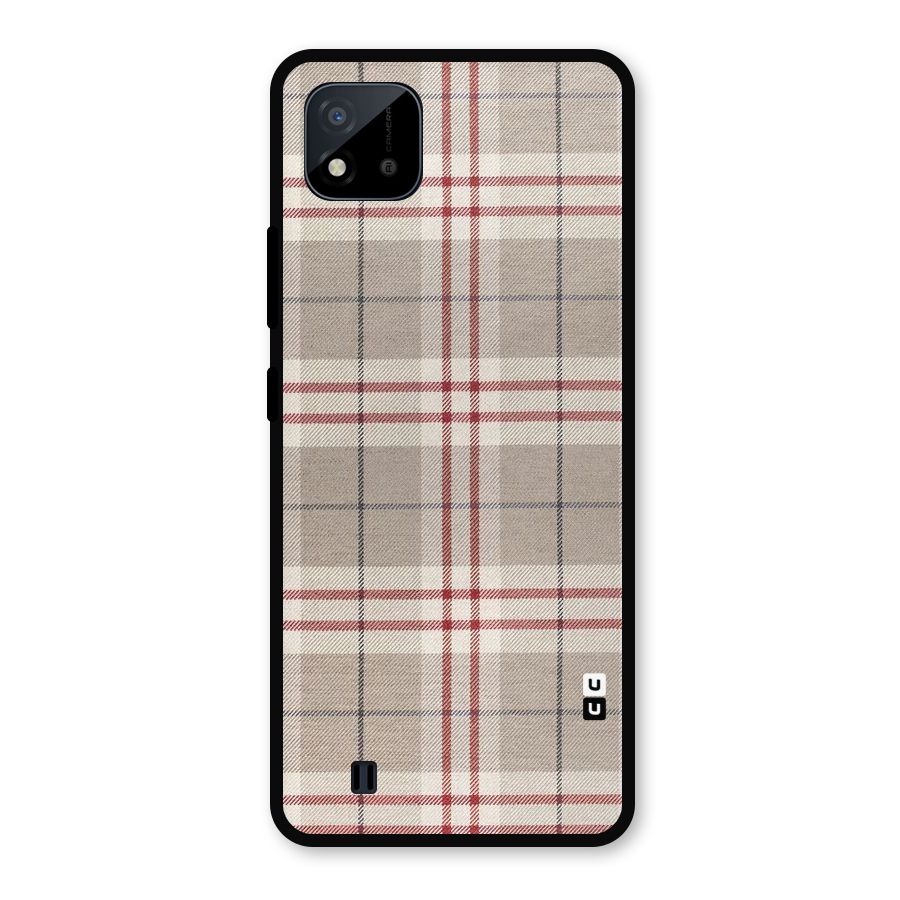 Beige Red Check Metal Back Case for Realme C11 2021