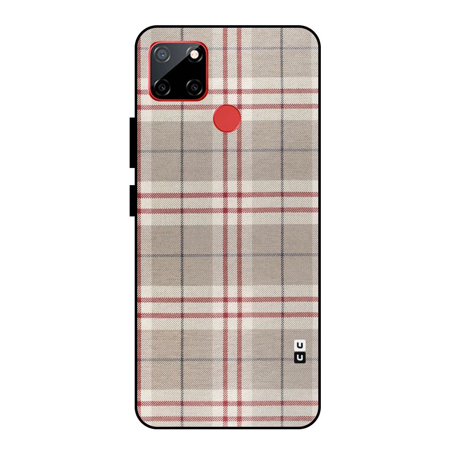 Beige Red Check Metal Back Case for Realme C12