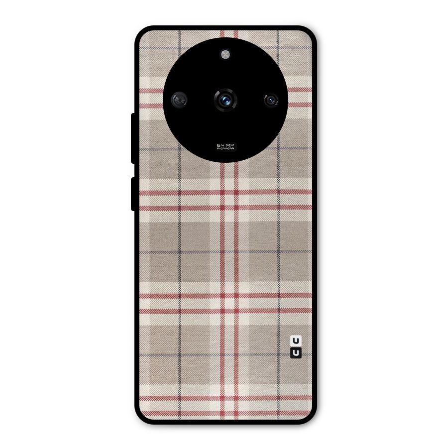Beige Red Check Metal Back Case for Realme Narzo 60 5G