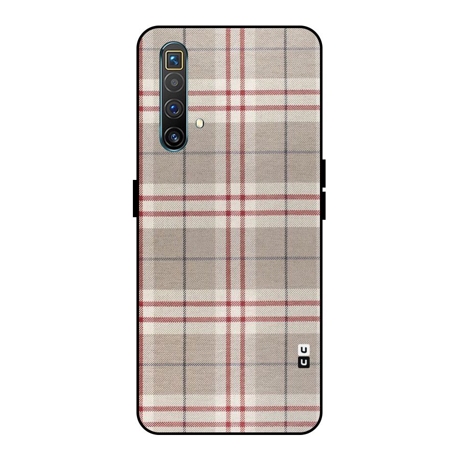 Beige Red Check Metal Back Case for Realme X3