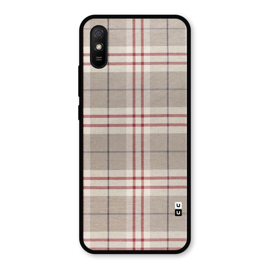 Beige Red Check Metal Back Case for Redmi 9a