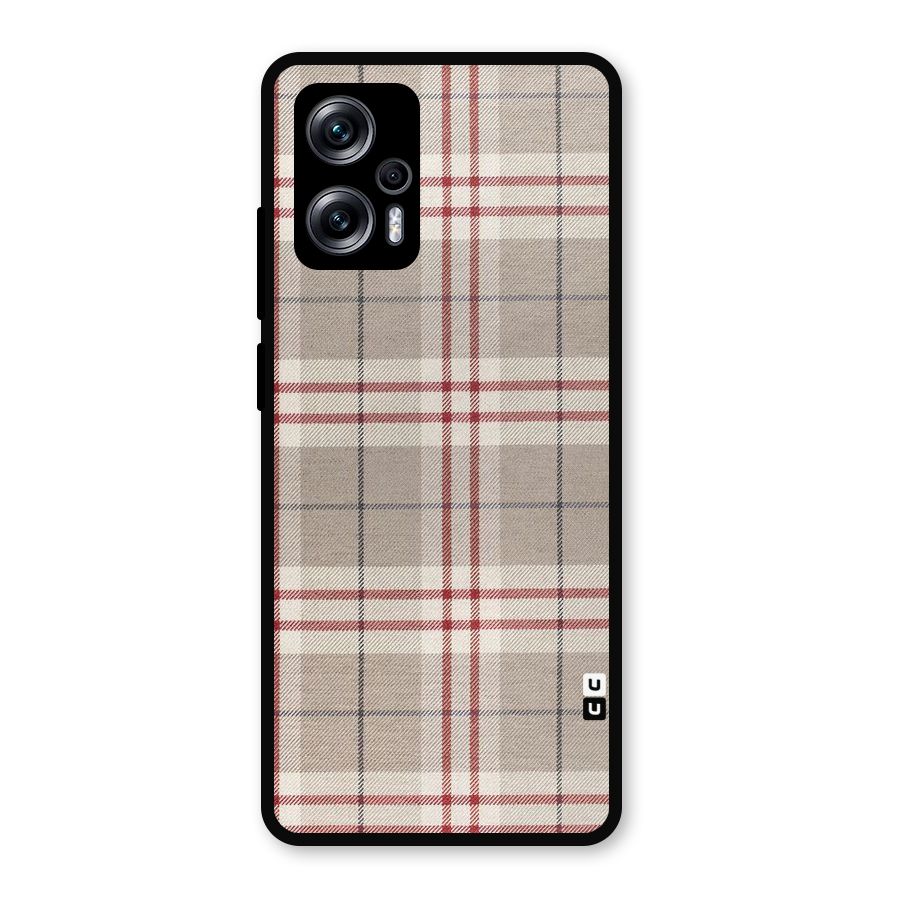 Beige Red Check Metal Back Case for Redmi K50i