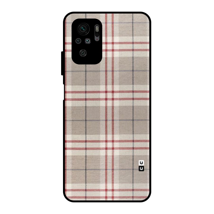 Beige Red Check Metal Back Case for Redmi Note 10S