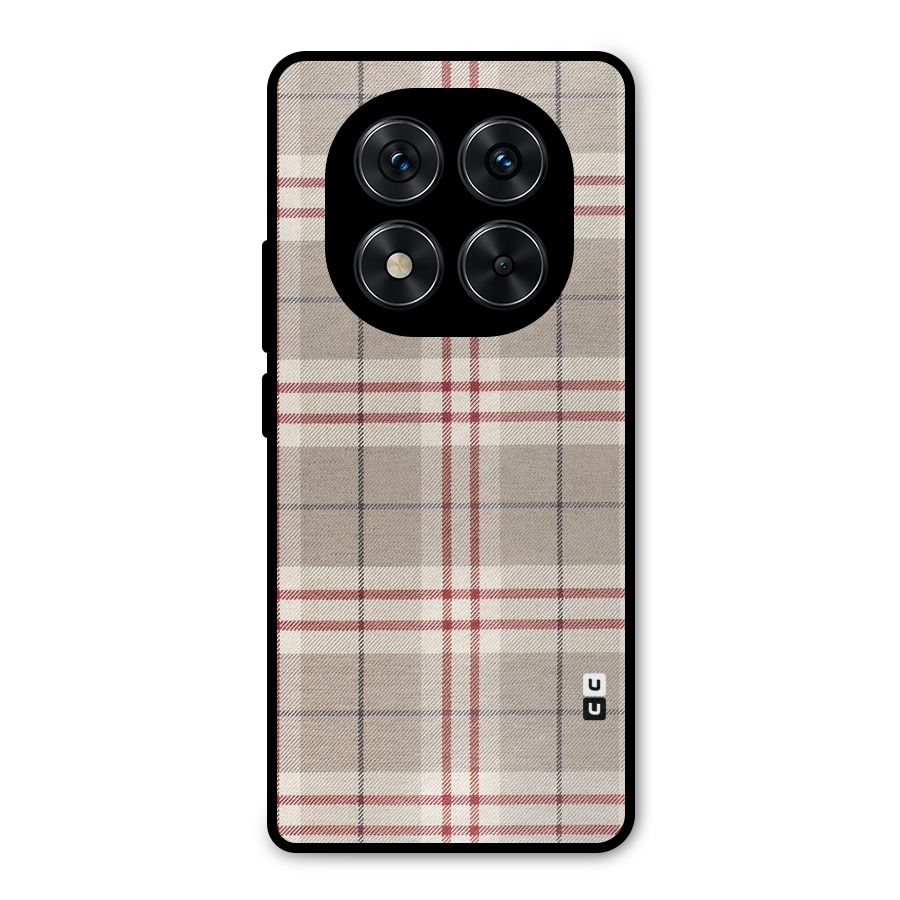 Beige Red Check Metal Back Case for Redmi Note 14 Pro 5G