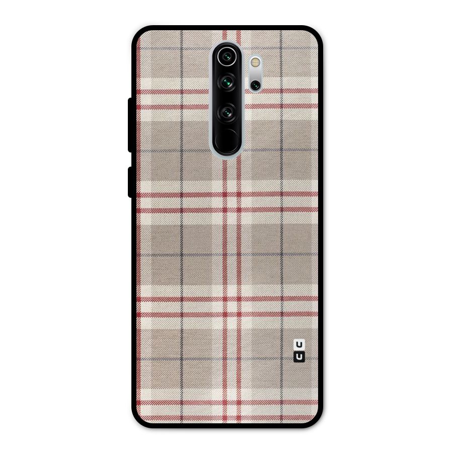 Beige Red Check Metal Back Case for Redmi Note 8 Pro