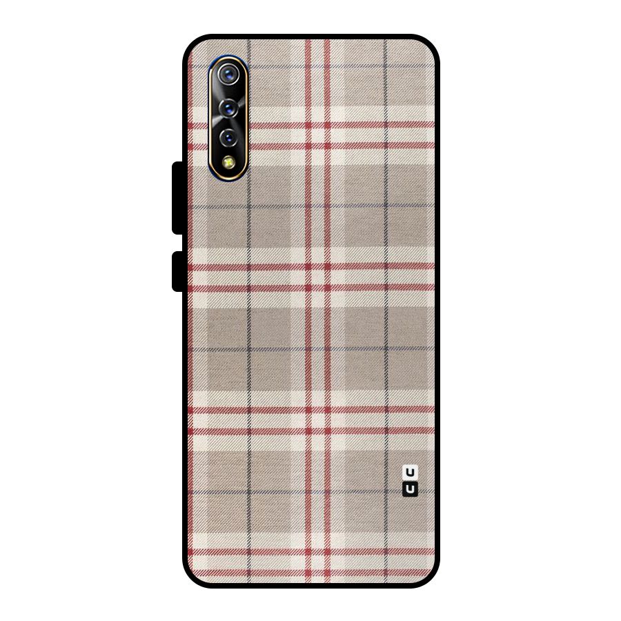 Beige Red Check Metal Back Case for Vivo S1