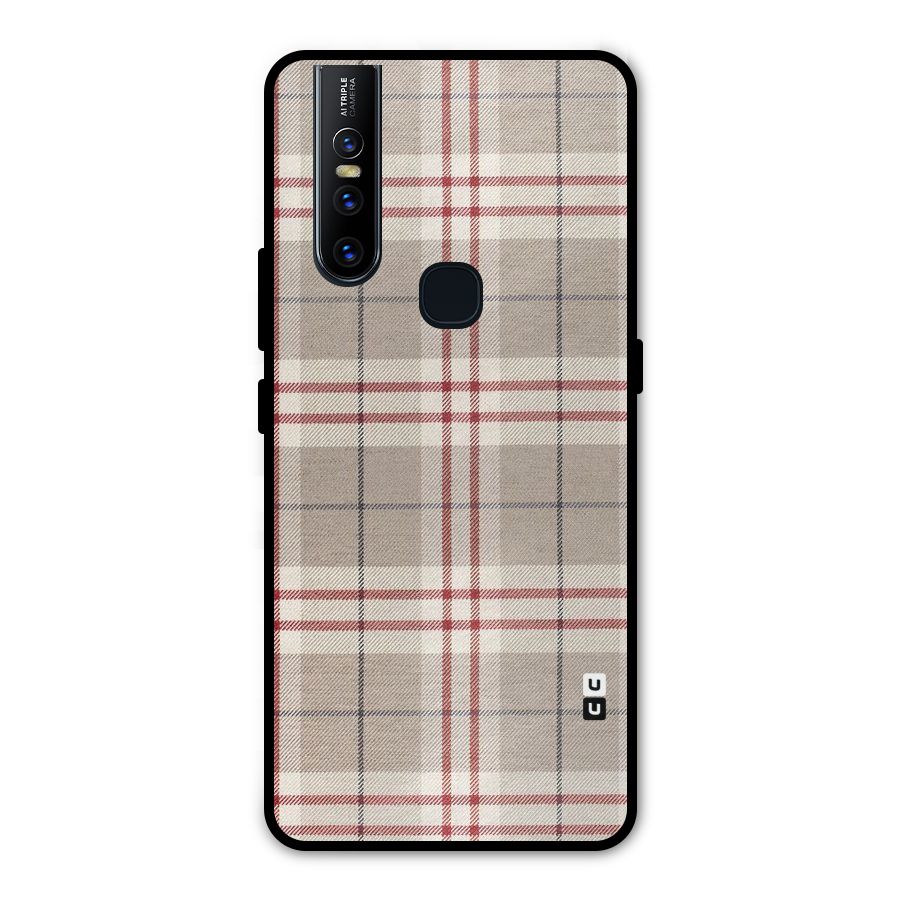 Beige Red Check Metal Back Case for Vivo V15