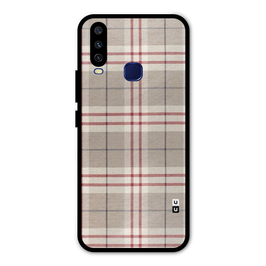 Beige Red Check Metal Back Case for Vivo V17