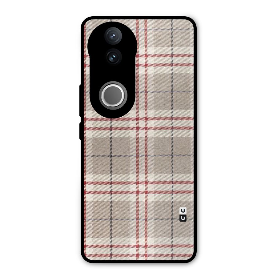 Beige Red Check Metal Back Case for Vivo V50e