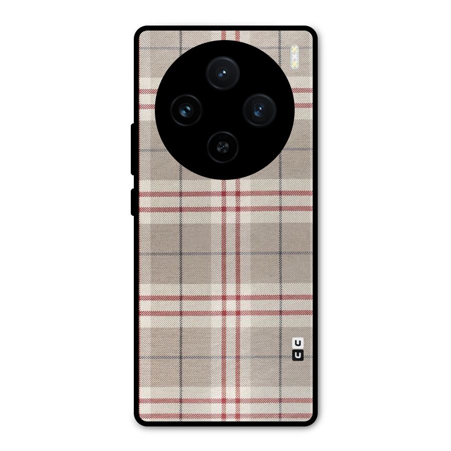 Beige Red Check Metal Back Case for Vivo X100