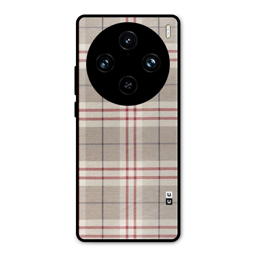 Beige Red Check Metal Back Case for Vivo X100 Pro