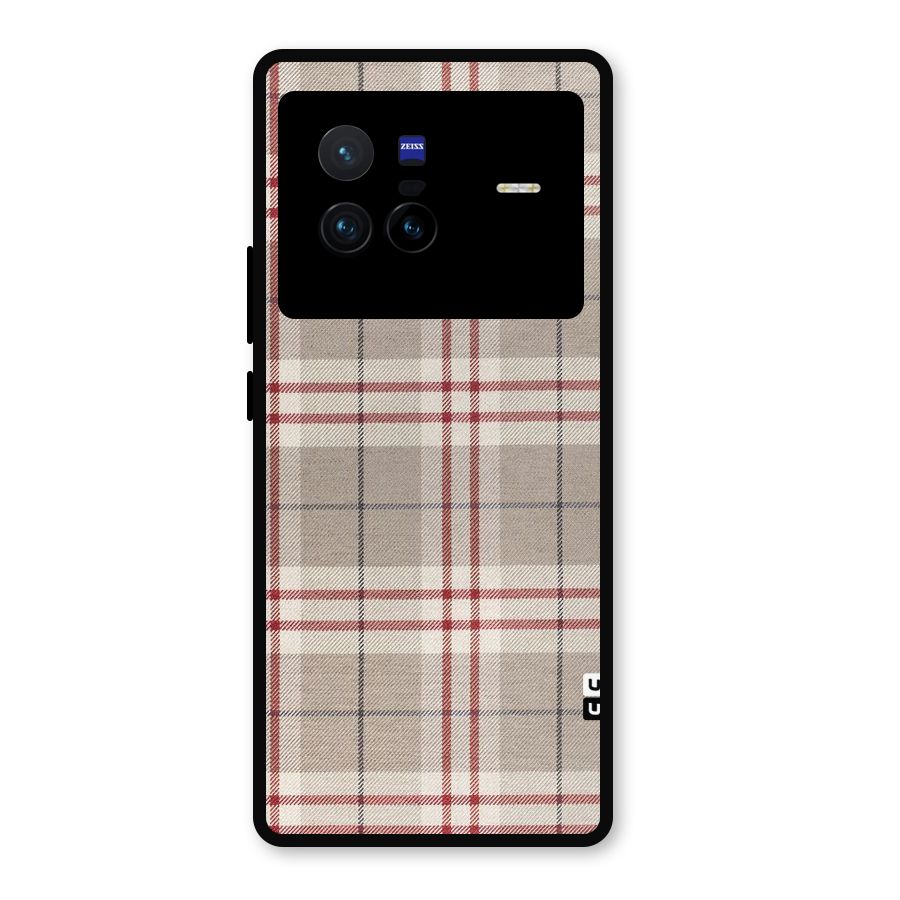 Beige Red Check Metal Back Case for Vivo X80