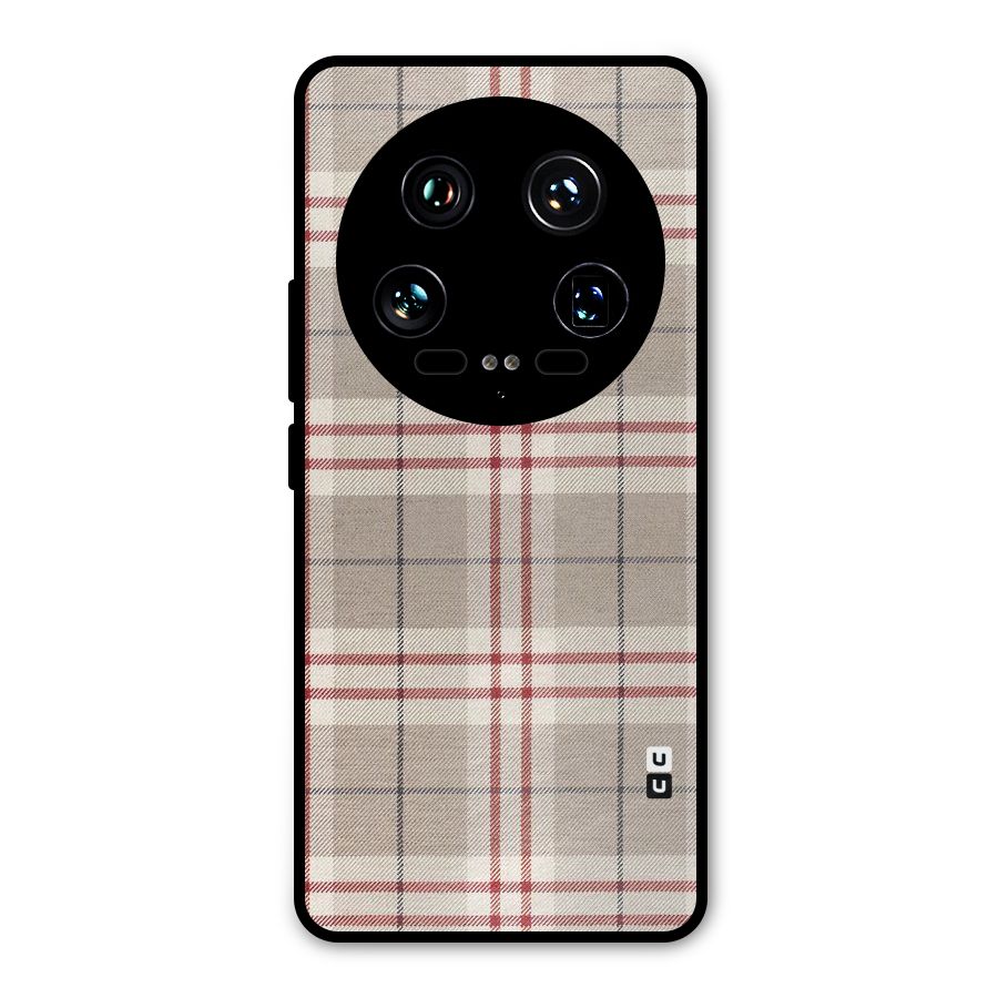 Beige Red Check Metal Back Case for Xiaomi 14 Ultra