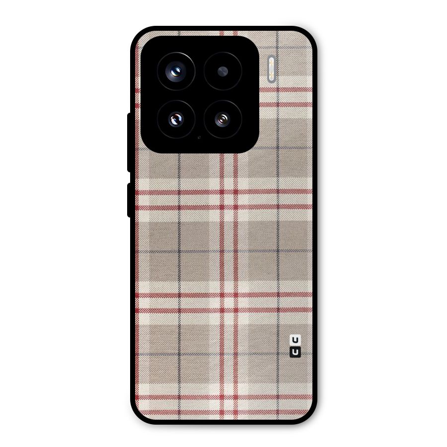 Beige Red Check Metal Back Case for Xiaomi 15