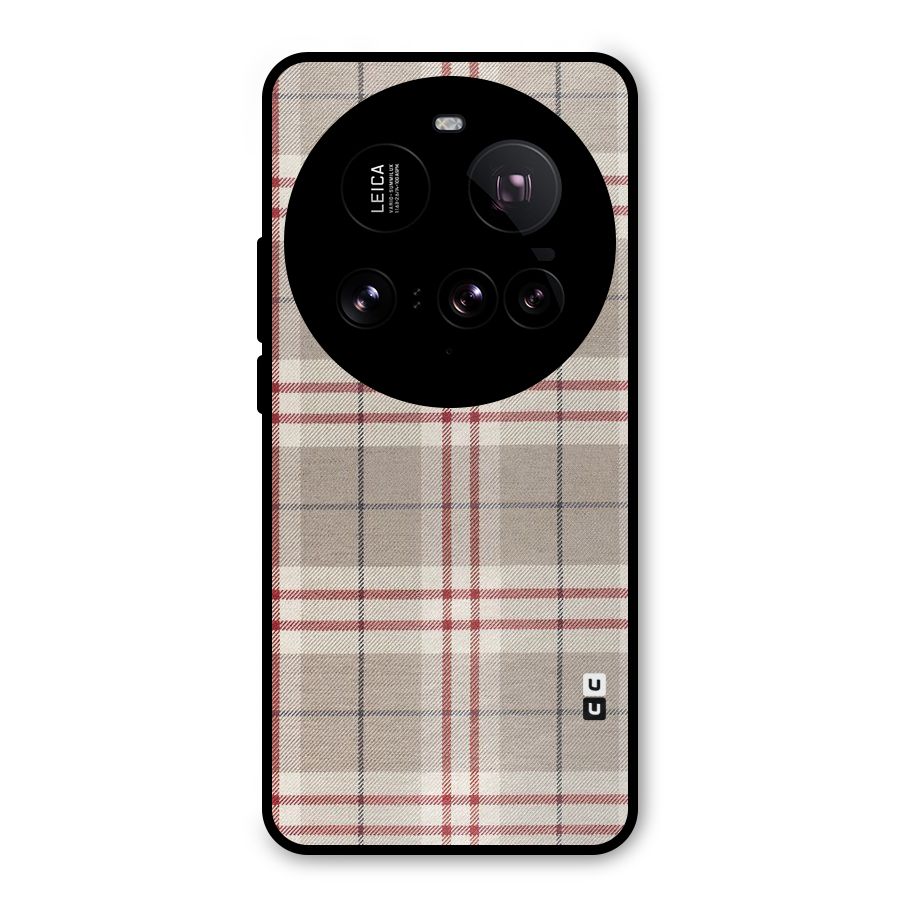 Beige Red Check Metal Back Case for Xiaomi 15 Ultra
