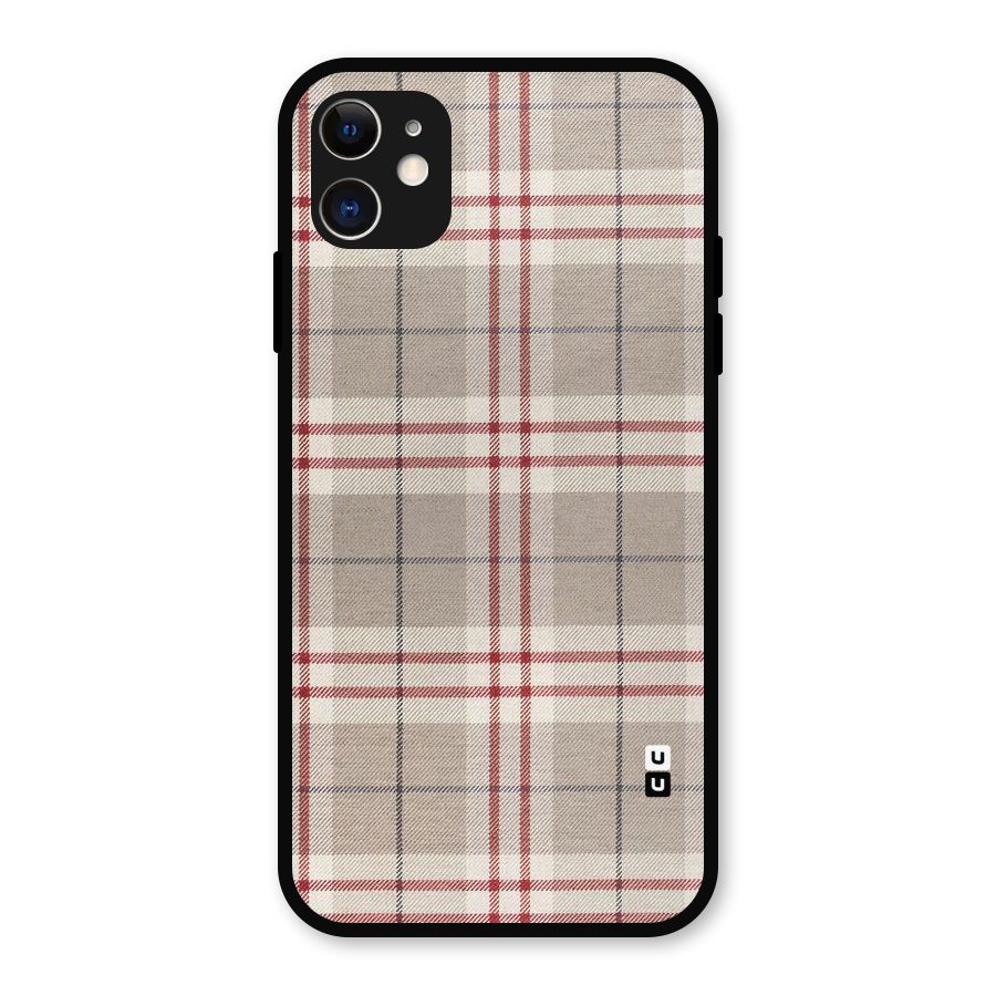 Beige Red Check Metal Back Case for iPhone 11